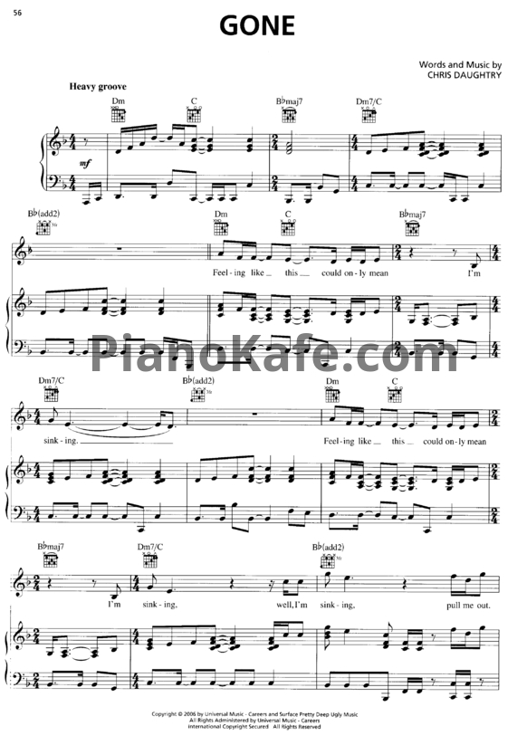 Ноты Daughtry - Gone - PianoKafe.com