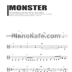 Ноты Lady GaGa - Monster - предпросмотр