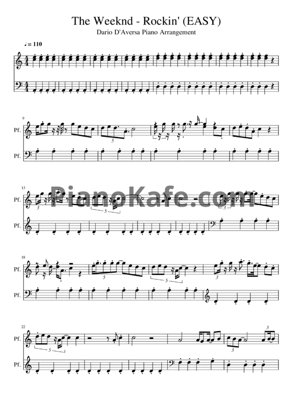 Ноты The Weeknd - Rockin' - PianoKafe.com