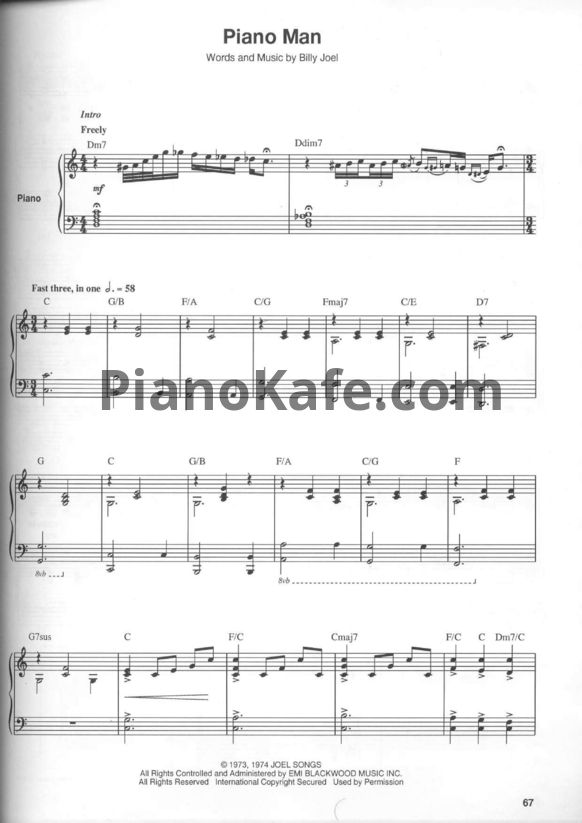 Ноты Billy Joel - Piano man (Версия 2) - PianoKafe.com