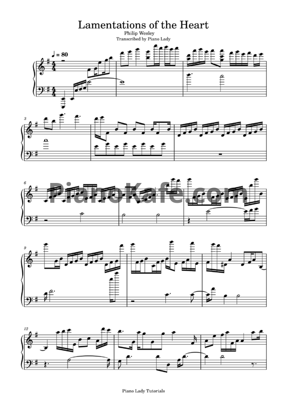 Ноты Philip Wesley – Lamentations of the Heart - PianoKafe.com
