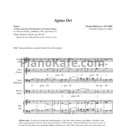 Ноты Т. Морли - Agnus Dei (Хоровая партитура)