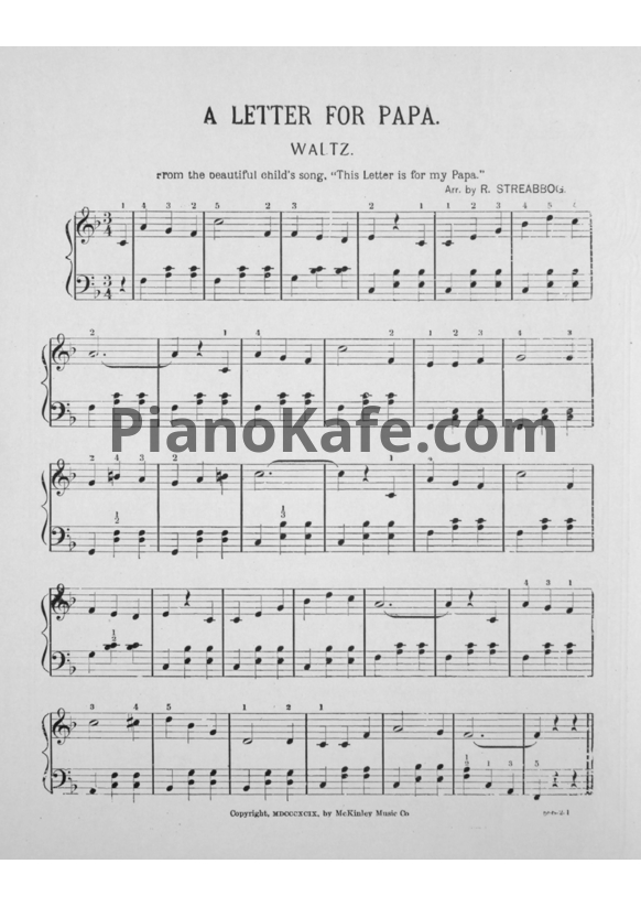 Ноты Streabbog - A letter for papa waltz (From the beautiful child's song "This letter is for my Papa") - PianoKafe.com
