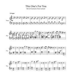 Ноты David Guetta feat. Zara Larsson - This one's for you (Версия 2) - предпросмотр