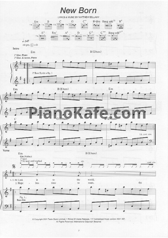 Ноты Muse - New born (Версия 2) - PianoKafe.com