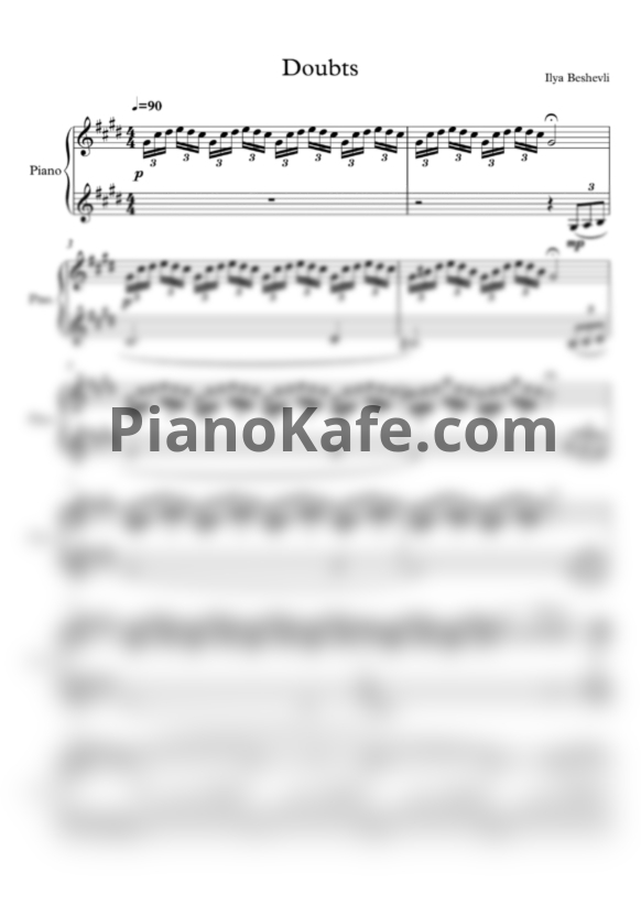 Ноты Ilya Beshevli - Doubts - PianoKafe.com