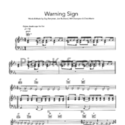 Ноты Coldplay - Warning sign - предпросмотр