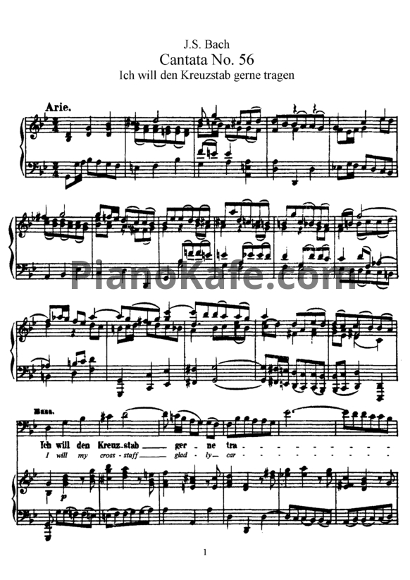 Ноты И. Бах - Кантата №56 "ich will den kreuzstab gerne tragen" (BWV 56) - PianoKafe.com