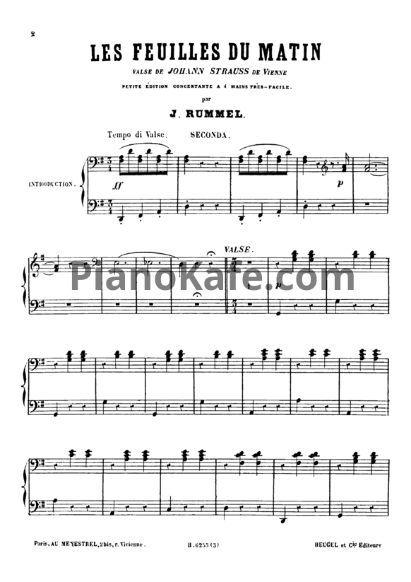 Ноты Иоганн Штраус (сын) - Вальс "Morgenblätter" (Утренние газеты) (Op. 279) для фортепиано в 4 руки - PianoKafe.com