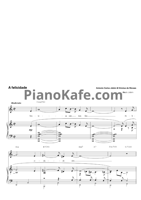 Ноты Antonio Carlos Jobim & Vinicius de Moraes - A felicidade - PianoKafe.com