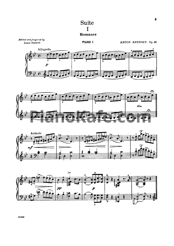 Ноты Антон Аренский - Сюита для 2-х фортепиано №1 (Op. 15) - PianoKafe.com