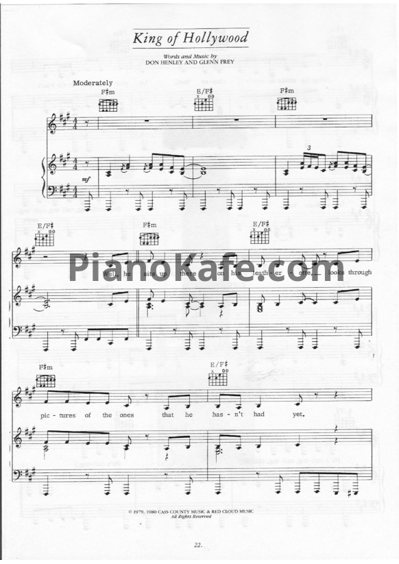 Ноты The Eagles - King of Hollywood - PianoKafe.com