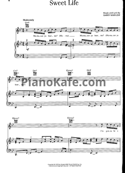 Ноты Barry Manilow - Sweet life - PianoKafe.com