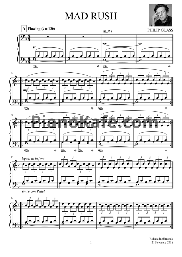 Ноты Philip Glass -  Mad rush - PianoKafe.com