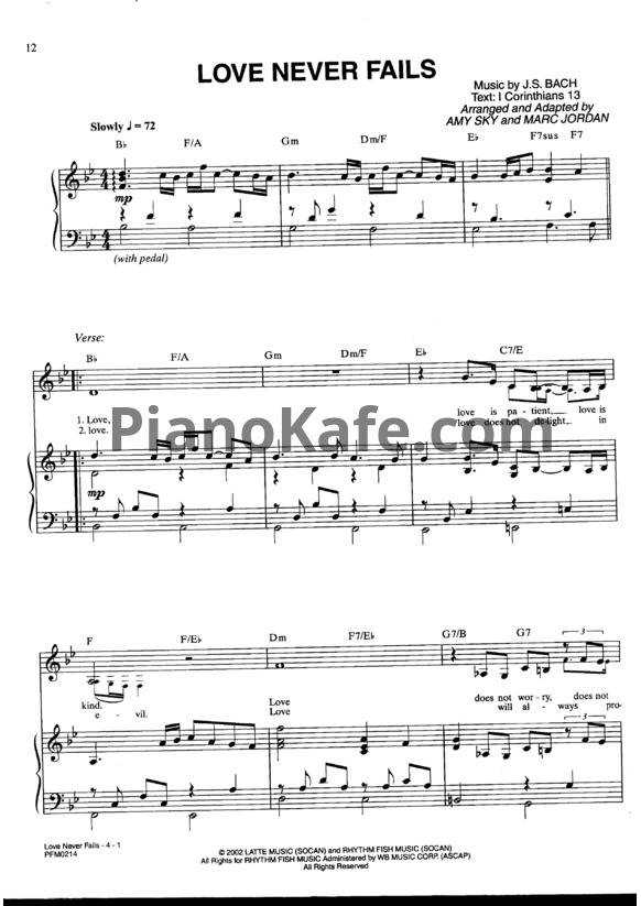 Ноты Jim Brickman - Love never fails - PianoKafe.com
