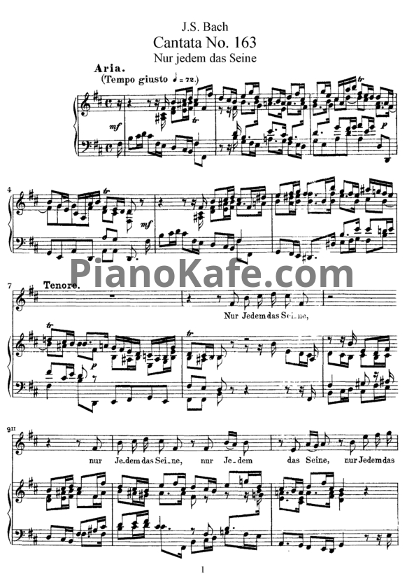 Ноты И. Бах - Кантата №163 "Nur jedem das seine" (BWV 163) - PianoKafe.com