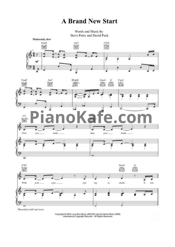 Ноты Steve Perry - A brand new start - PianoKafe.com