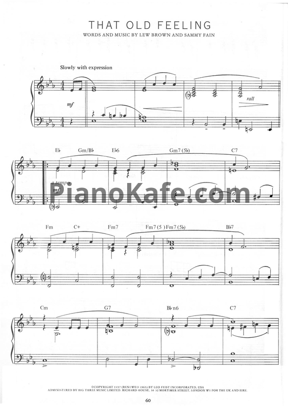 Ноты Joni James - That old feeling - PianoKafe.com