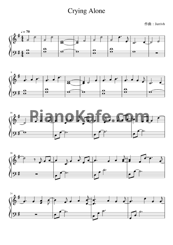 Ноты Jurrivh - Crying alone - PianoKafe.com