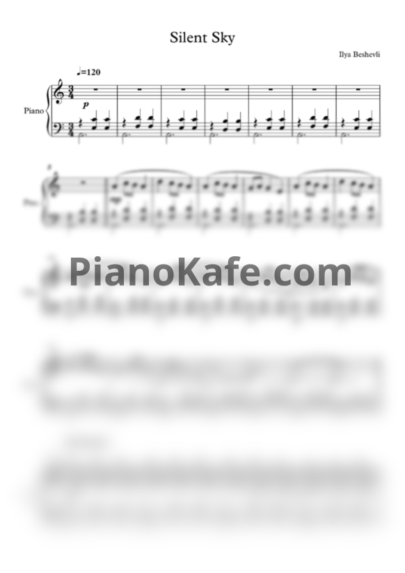 Ноты Ilya Beshevli - Silent Sky - PianoKafe.com