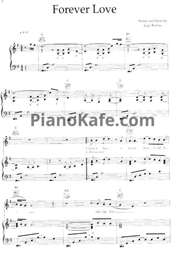 Ноты Gary Barlow - Forever love (Версия 2) - PianoKafe.com