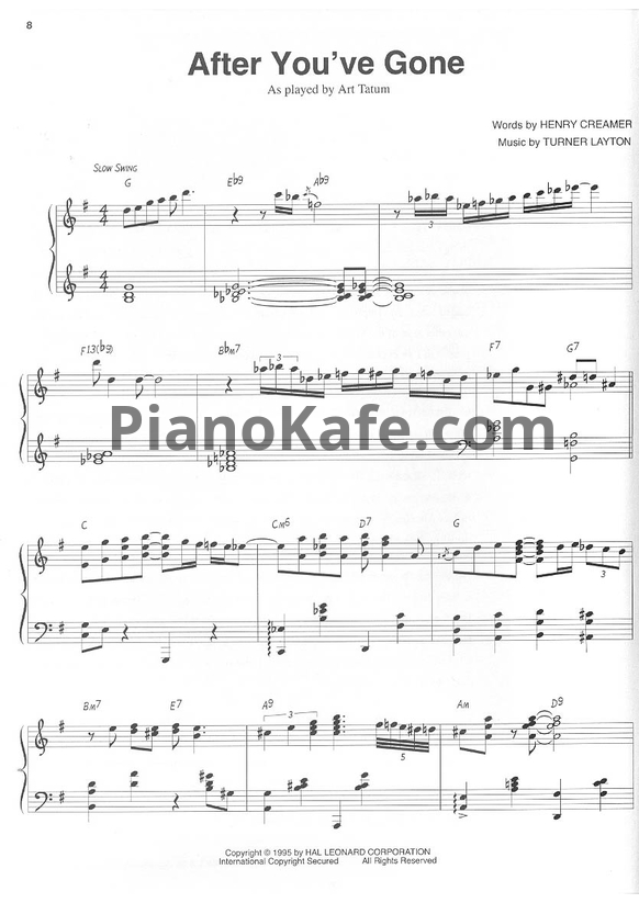 Ноты Art Tatum - After you've gone - PianoKafe.com