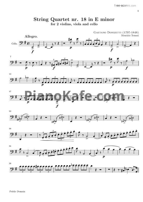Ноты Gaetano Donizetti - String quartet E minor - PianoKafe.com