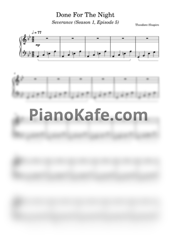 Ноты Theodore Shapiro - Done for the night - PianoKafe.com