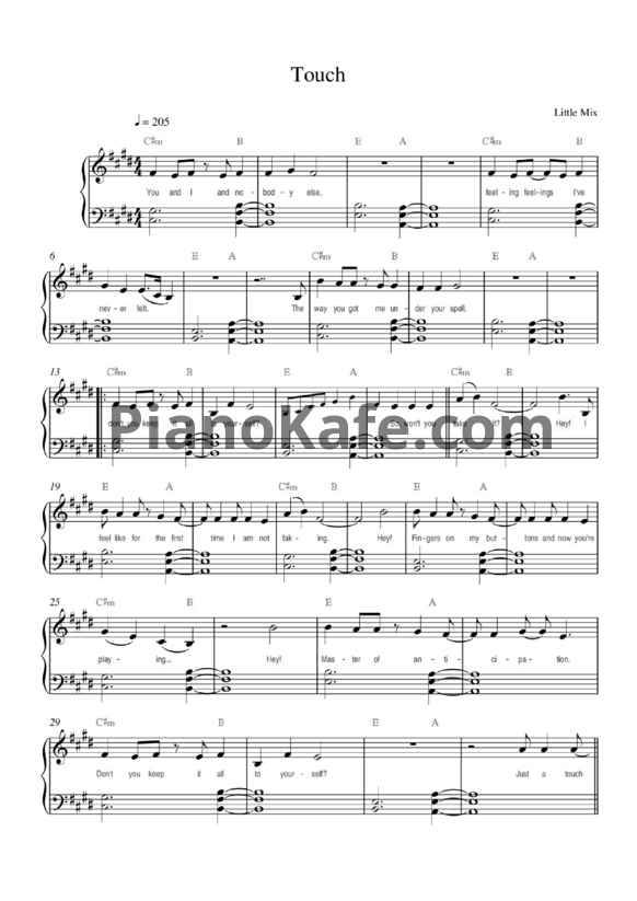 Ноты Little Mix - Touch - PianoKafe.com