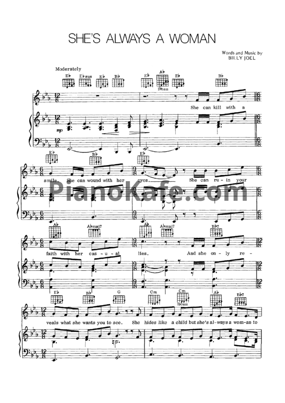 Ноты Billy Joel - She's always a woman - PianoKafe.com