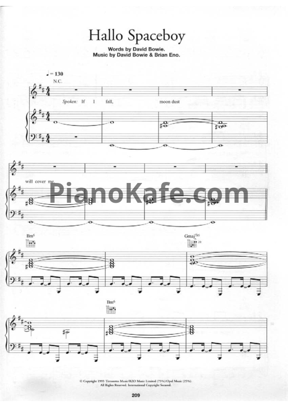 Ноты David Bowie - Hello spaceboy - PianoKafe.com
