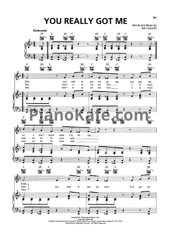 Ноты Van Halen - You really got me - PianoKafe.com