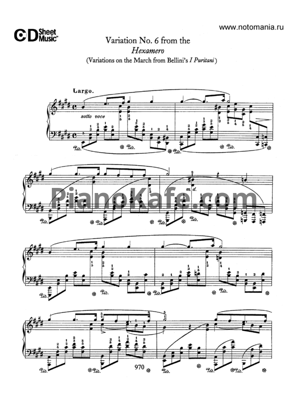Ноты Ф, Шопен - Вариации на марш из оперы Беллини "Пуритане" - PianoKafe.com
