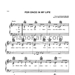 Ноты Stevie Wonder - For once in my life - предпросмотр
