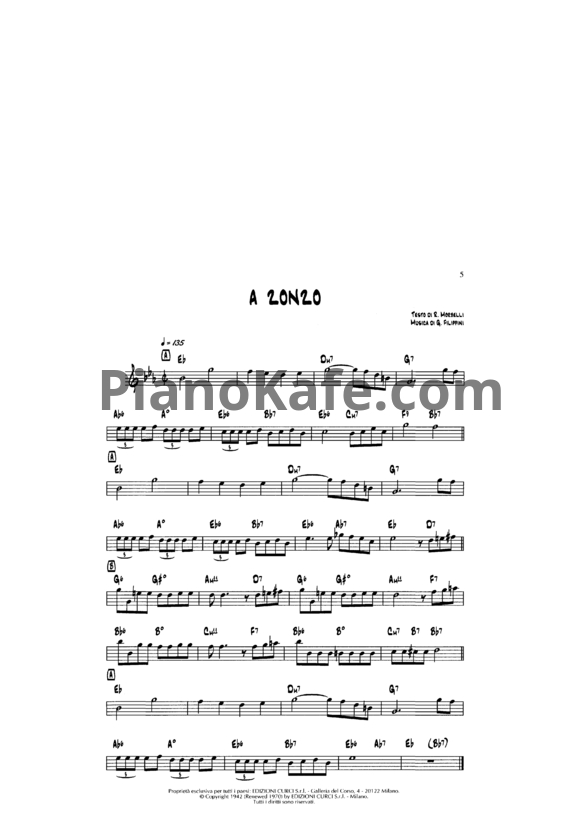 Ноты Antonio Ongarello - Italian Jazz standard - PianoKafe.com