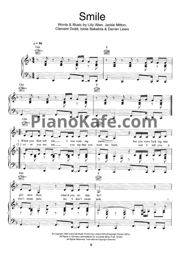 Ноты Lily Allen - Alright, still (Книга нот) - PianoKafe.com