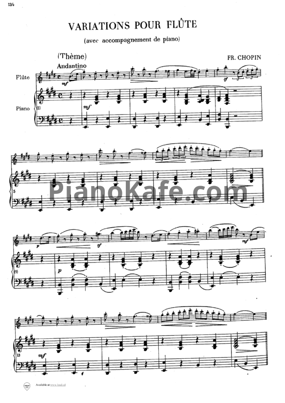 Ноты Ф. Шопен - Вариации на тему Россини (B. 9) - PianoKafe.com