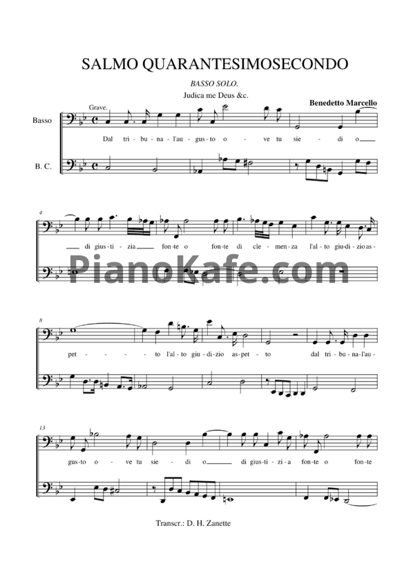 Ноты Бенедетто Марчелло - Salmo quarantesimo-secondo - PianoKafe.com