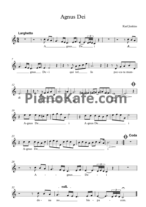 Ноты Karl Jenkins - Agnus dei - PianoKafe.com