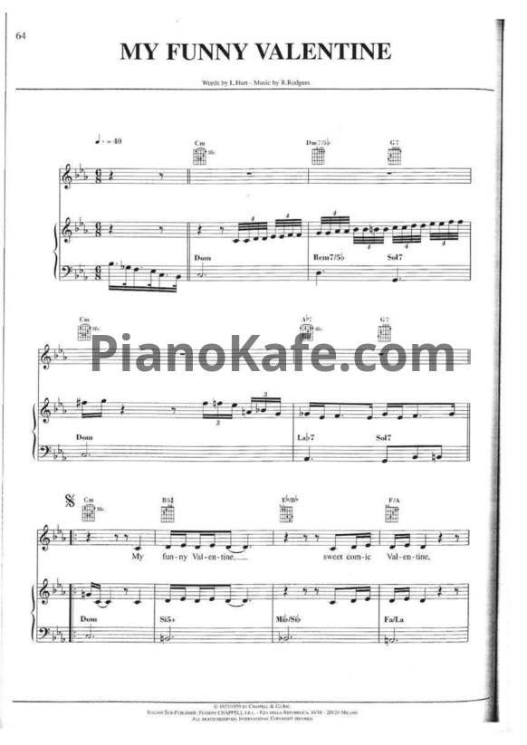 Ноты Michael Buble - My funny Valentine - PianoKafe.com