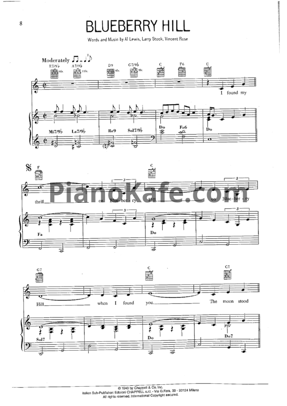 Ноты Louis Armstrong - Blueberry hill - PianoKafe.com