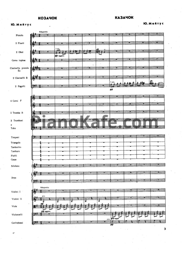 Ноты Юлий Мейтус - Козачок для симфонического оркестра (Партитура) - PianoKafe.com
