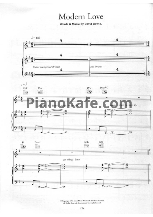 Ноты David Bowie - Modern love - PianoKafe.com