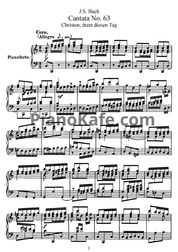 Ноты И. Бах - Кантата №63 "Christen, atzen diesen tag" (BWV 63) - PianoKafe.com