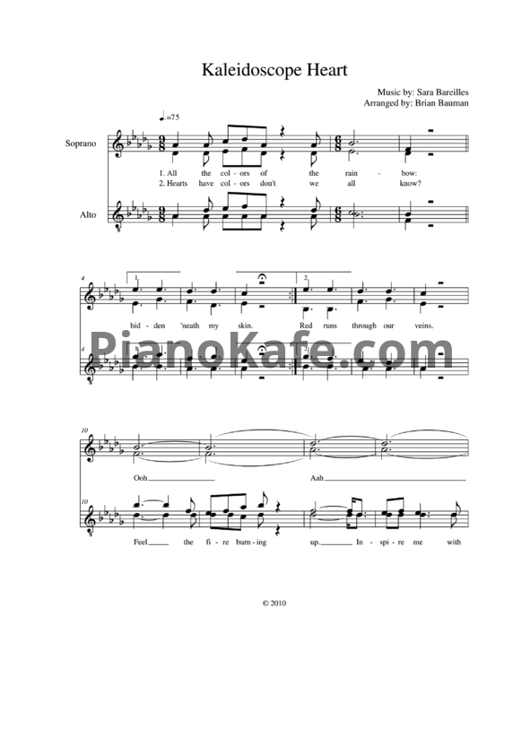 Ноты Sara Bareilles - Kaleidoscope Heart - PianoKafe.com
