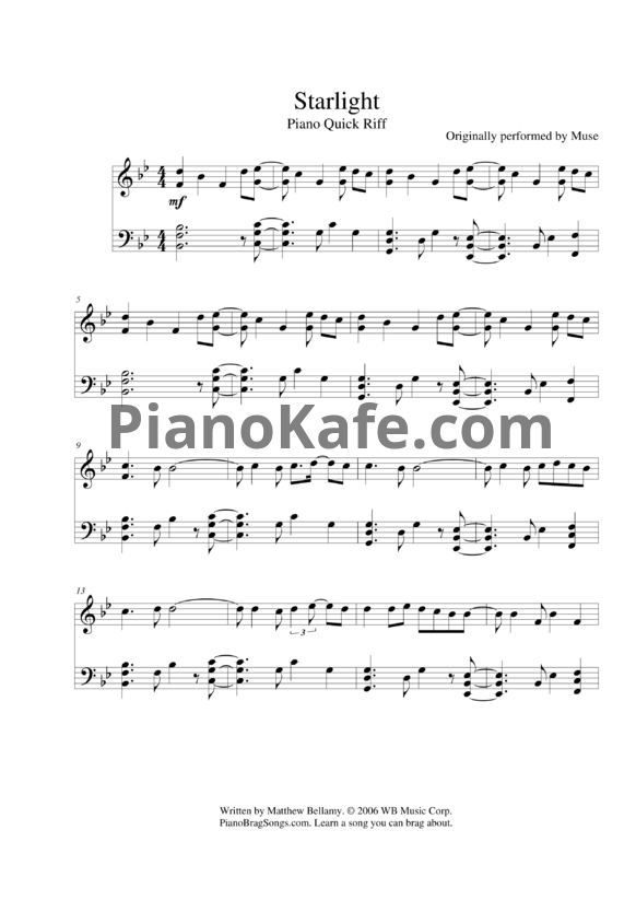 Ноты Muse - Starlight - PianoKafe.com