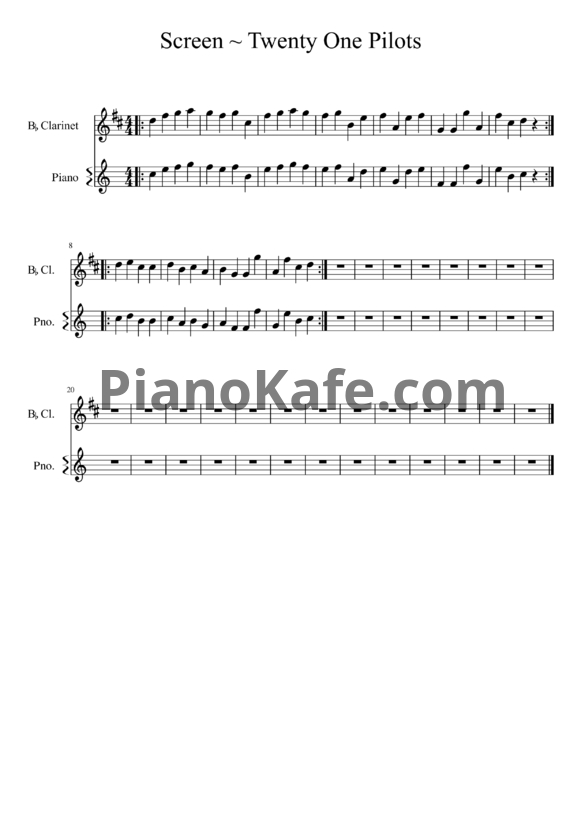 Ноты Twenty one pilots - Screen (Версия 2) - PianoKafe.com