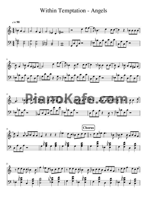 Ноты Within Temptation - Angels - PianoKafe.com
