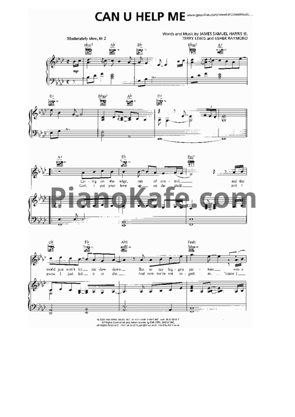 Ноты Usher - Can u help me - PianoKafe.com