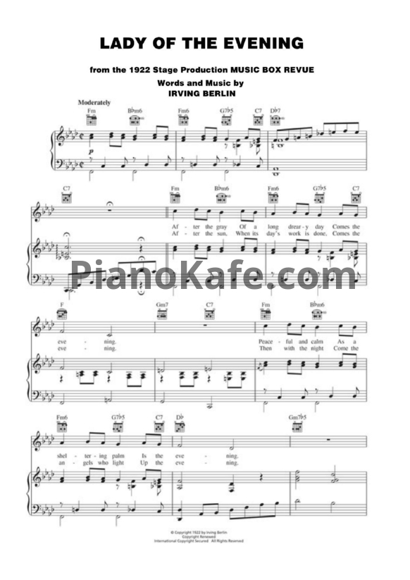 Ноты Irving Berlin - Lady of the evening - PianoKafe.com